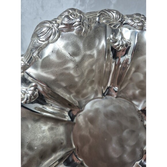 Vintage WMF Germany Ikora EP Silver Plate Floral Footed Serving Bowl 11” - Picture 8 of 16